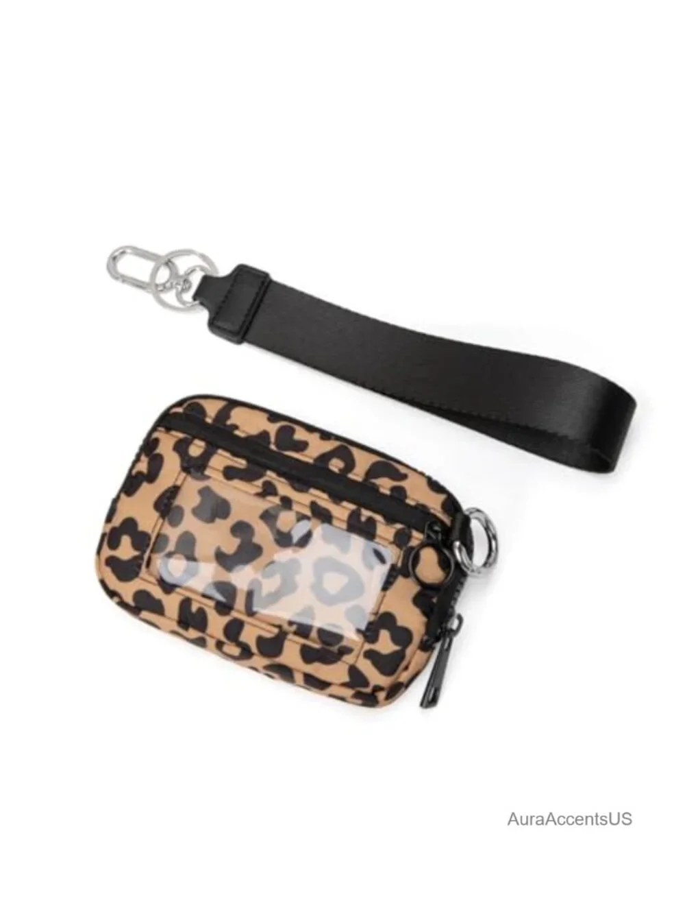 Compact Quilted Nylon Wristlet Wallet RFID Blocking Coin Purse with Clear ID